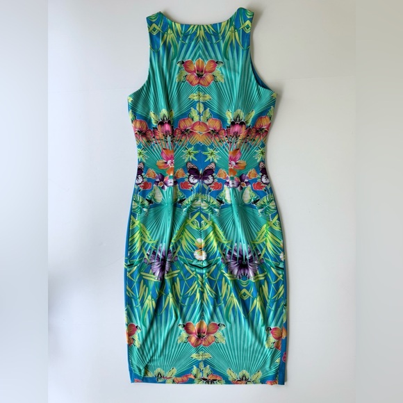 Cache Stretch Tropical Sleeveless Multicolor Sheath Dress Size S - Picture 3 of 8
